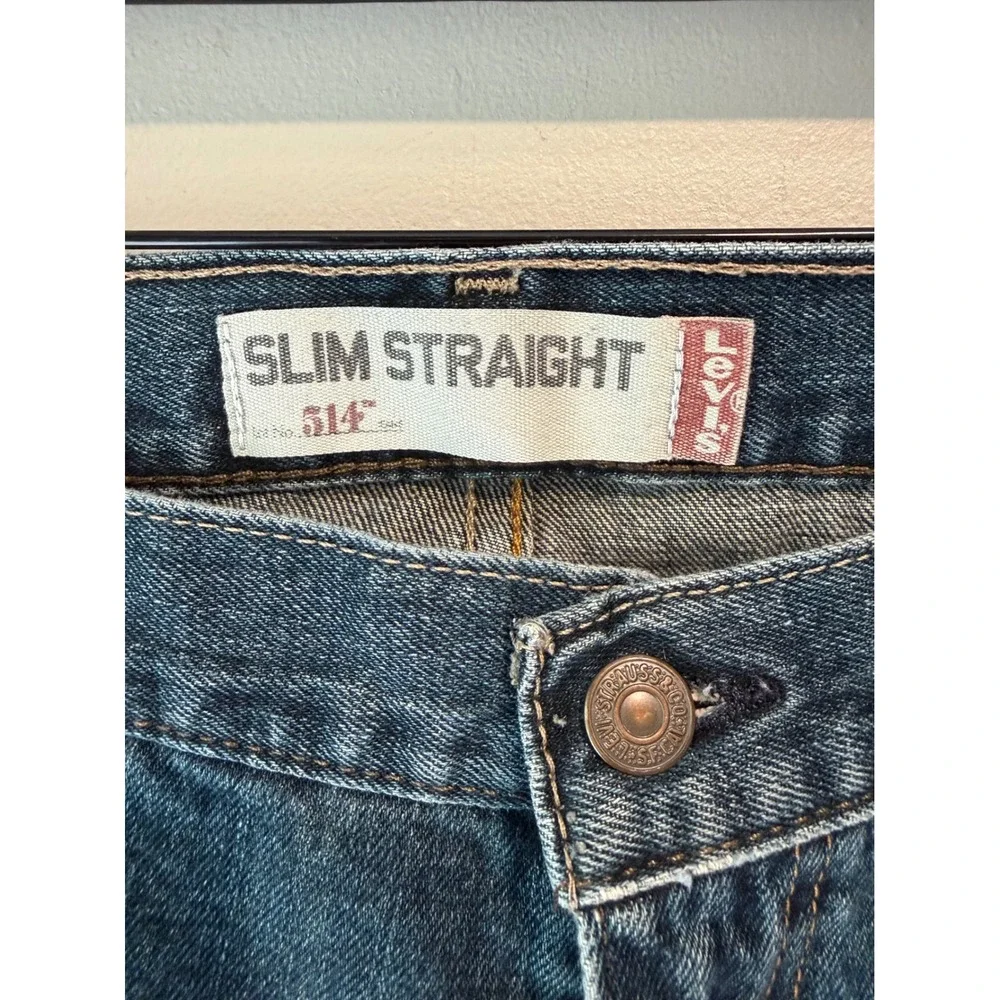 Levis 514 Slim Straight Mens Jeans 36x32 Medium Wash Blue Denim 100% Cotton